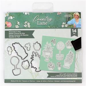 Country Lane - Stamp and Die - Perennials in Pots  - 14PC