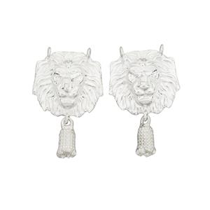 Silver Plated Base Metal Lion Tassel Caps, Approx 31x18mm - 2pcs 