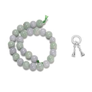 100cts Green & Lavender Jadeite Rounds Approx 7.5-8mm, 20cm Strand With Silver Clasp Bracelet Kit