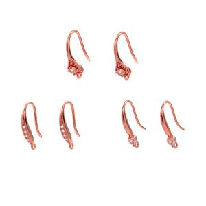 Rose Gold 925 Sterling Silver Earrings with White Topaz, 3 pairs  (3 designs) 