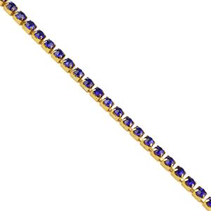 Gold Plated Base Metal Cupchain with 3mm Blue Stones, 1m length 