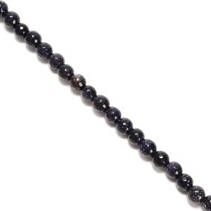  Blue Goldstone Faceted Rounds Approx 6mm, 38cm Strand