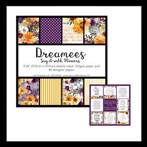 Exclusive Bundle - Dreamees - Say it with Flowers Mini Cardmaking Kit - 1 x 8x8 Paper Pad, 1 x 4x4 Sentiment Pad