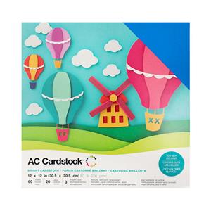 American Crafts Card Stock 12x12 Brights - 60 Sheets, 216 GSM