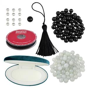 925 Sterling Silver, Yin & Yang Type A White & Black Jadeite Mala Project