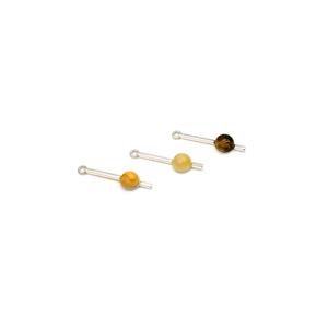 Sterling Silver Bar Pendants with 7mm Baltic Amber Inc 1x Butterscotch, 1x Earthy, 1x Off-White (3pk) Approx 27x7mm
