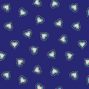 Lewis & Irene Little Matryoshka Navy Hearts Fabric 0.5m