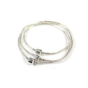 Silver Plated Base Metal 3mm Round Snake Chain Bracelet, 9Inch (pack of 3)