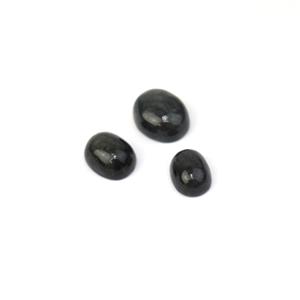 8cts Black Burmese Jade (N) Oval Cabochons  7 to11mm (Set Of 3) 			