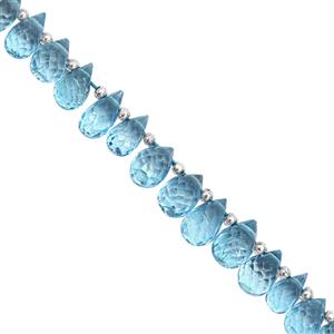 45cts Blue Coated Topaz Top Side Drill Faceted Drop Approx 4x2.5mm to 8x5mm, 20cm Strand with Spacers