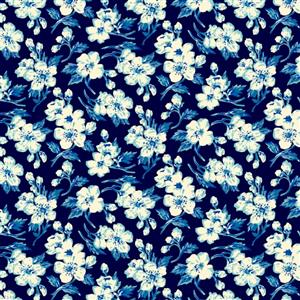 Liberty Arthur's Garden Collection Painted Blossom Navy Fabric 0.5m