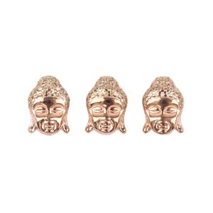 Rose Gold Plated 925 Sterling Silver Buddha Head Spacer Bead With Champagne Cubic Zirconia Approx 9x12mm 3pcs