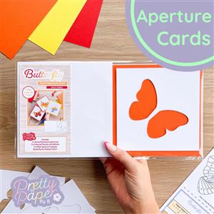 Butterfly Aperture Card (Pack of 3) Warm Colours & Iris Folding Pattern