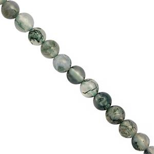 75cts Moss agate Smooth Round Approx 6mm, 28cm Stand