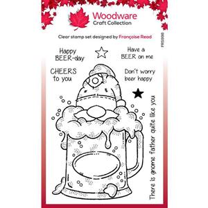 Woodware Clear Singles Beer Gnome 4 in x 6 in Stamp