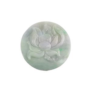 230cts Double-Side Carved Lotus Type A Floating Flower Jadeite Pendant, Approx 50mm, 1pcs