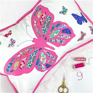 Alice Caroline Liberty Butterfly Cushion Hot Pink