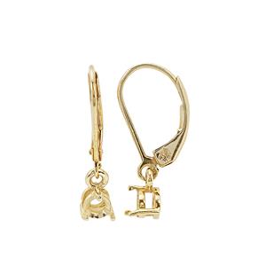 Gold Plated 925 Sterling Silver Round Earring Mounts (To fit 4mm gemstone)- 1pair