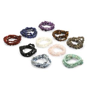 Trio of Gemstone Bracelets, Nuggets, Smooth Round and Smooth Tumble, Approx 7