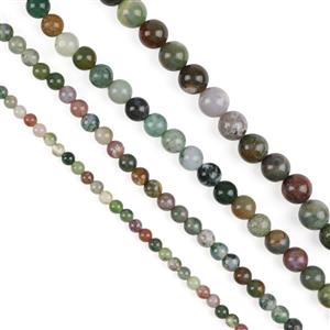 600cts Multi-Fancy Jasper Plain Rounds Approx 4 to 10mm, 36cm Set of 4