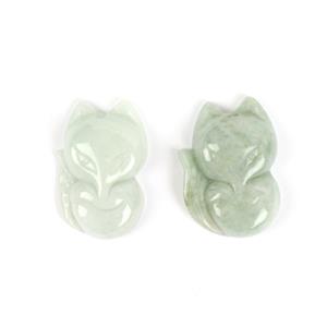 2 x 18cts Type A Jadeite Fox Carving Approx 16x22mm, 