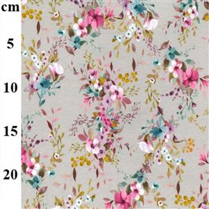 Grey Floral Prints Digital Jersey Fabric 0.5m