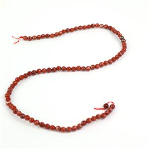 40cts Red Jasper Faceted Rounds Approx 4mm, 38cm Strand