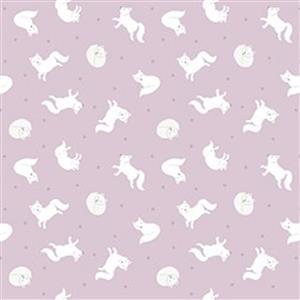 Lewis & Irene Small Things Polar Animals Artic Fox on Winter Lilac Fabric 0.5m