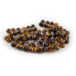 Barbell Beads - 330cts Tiger Eye Barbell Beads with Spacers 38cm Strand, Approx 8x16mm with 925 Sterling Silver Hexagon Style Toggle Clasp 