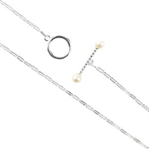 925 Sterling Silver Necklace with White Freshwater Cultured Pearl Toggle Clasp, 18 Inches 