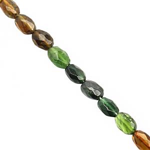 28cts Natural Mix Green Yellow Tourmaline Faceted Oval Approx 6x4.5 to 7x5mm, 19cm Strand