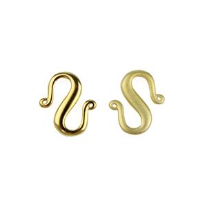 Gold Plated 925 Sterling Silver S Clasp, Approx 10-11x8-9mm, 2pcs (1xStardust, 1xHigh Shine) 