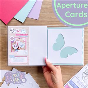 Butterfly Aperture Card (Pack of 3) Cool Colours & Iris Folding Pattern