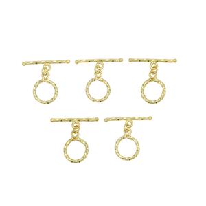 Gold Plated Base Metal Twisted Toggle Clasp, Approx. 15x29mm (5pcs/pk)