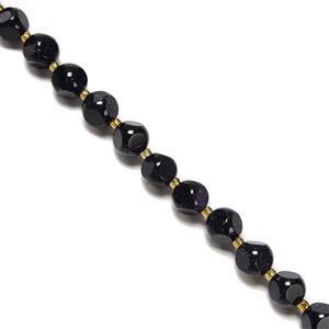  Blue Goldstone Fancy Cubes with Golden Seed Bead Spacers Approx 10mm, 38cm Strand