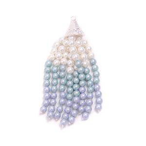 White to Blue Ombre Shell Pearls Approx 4mm with Silver Plated Base Metal Bail 