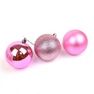 Light Pink Christmas Baubles Approx 8cm (3pk)