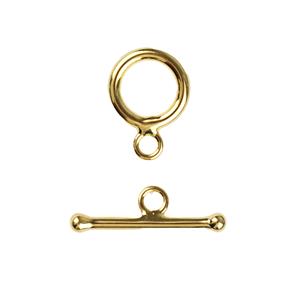 925 Gold Plated Sterling Silver Toggle Clasp T-Bar - Approx 23mm, Ring 11mm (1pc)