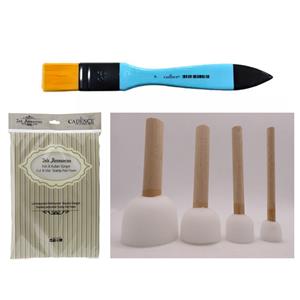 Application Kit - 1 x Base Coating Brush, Cut and Use Sponge Pad Foam and a Sponge Brush Set (4 pieces)