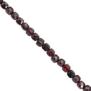 88cts Garnet Faceted Cube Approx 4mm, 38cm Strand
