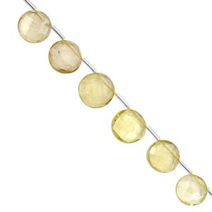 75cts Lemon Quartz Corner Drill Faceted Coin Approx 9 to 15mm, 20cm Strand with Spacers