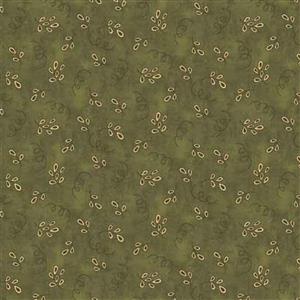 Ashton Collection Teardrop Floral on Green Fabric 0.5m