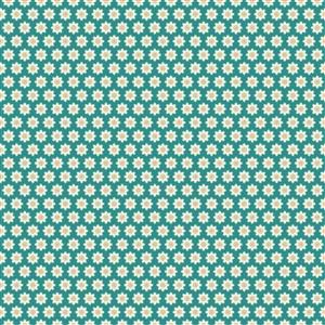 Poppie Cotton Chick-A-Doodle-Doo Flour Sack on Teal Fabric 0.5m UK exclusive