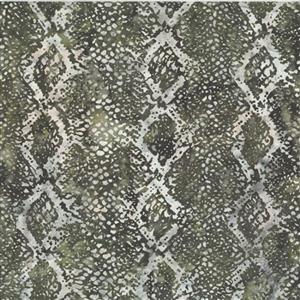 Hoffman Congobay Batiks Snake Olive Fabric 0.5m