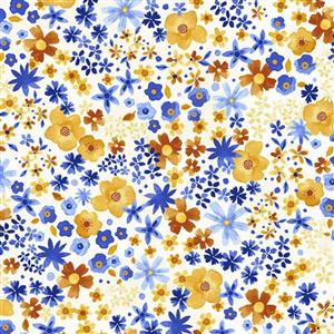 Bountiful & Blue Collection Flowers Blossom Fabric 0.5m