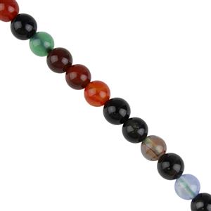160cts Mixed Colour Agate Plain Rounds, Approx 8mm, 38cm Strand