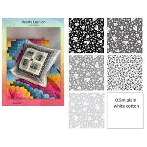Sanntangle Monochrome Quilted Hearts Cushion Covers Kit: Instructions & Fabric (2.25m)