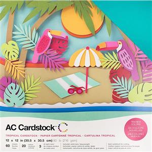 American Crafts Card Stock 12x12 Tropical- 60 Sheets, 216gsm