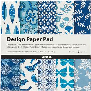Design Paper Pad, blue, 15,2x15,2 cm, 120 g, 50 sheet/ 1 pack