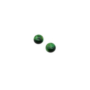 9cts Dyed Green Tiger Eye Half-Drilled Cabochons Approx 12mm, 2 pcs